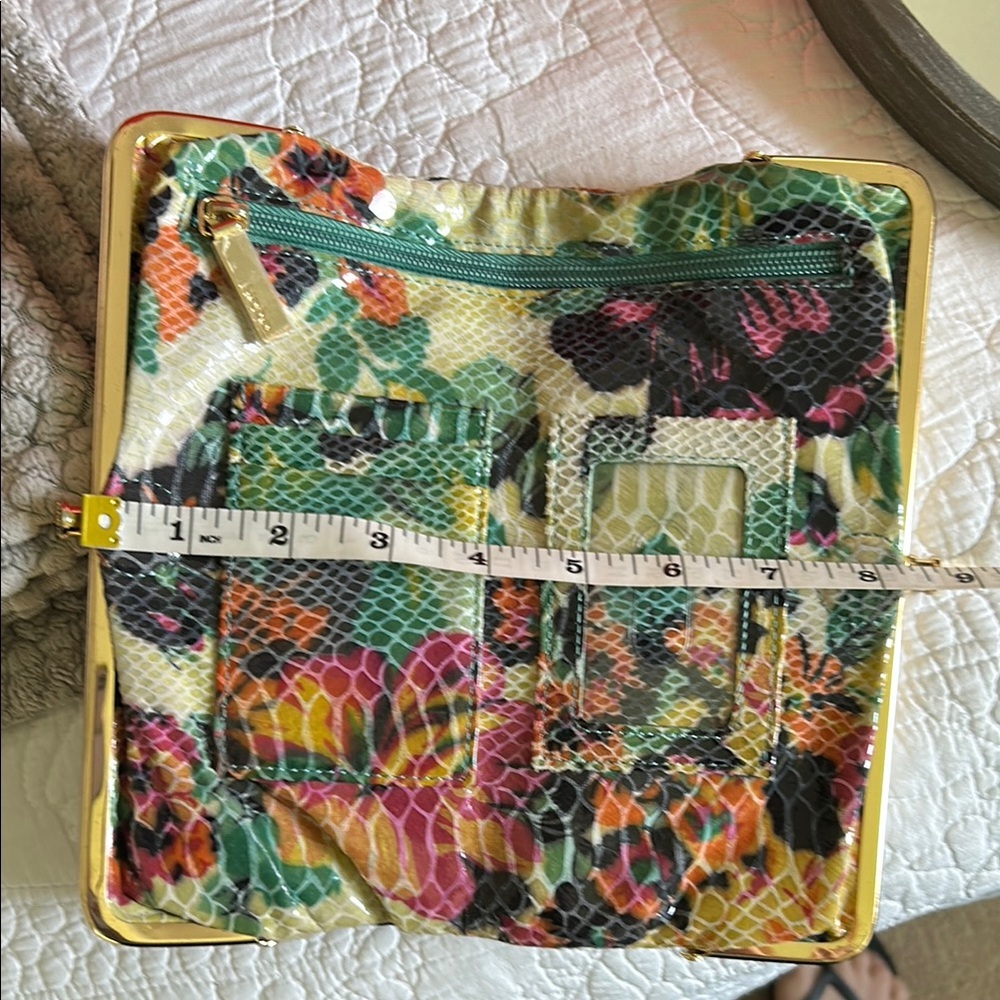 HOBO Floral Snake-Embossed Clutch in Cream, Black, Yellow, Green - Picture 5 of 6